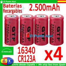 4 Pilas 16340 CR123A LR123★2500.mAh Recargables-Li-ion★3,7 volt★Litio x4 Batery segunda mano  Embacar hacia Argentina