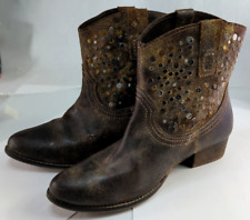 NWOB: Diba True Brown Leather Booties Studded, Size 8, MSRP $150+, used for sale  Shipping to South Africa