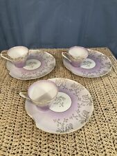 3 conjuntos de pratos e xícaras de lanches de porcelana decorados vintage. Excelente estado. comprar usado  Enviando para Brazil