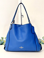 Bolsa de ombro Coach Edie 31 F57125 azul couro pebbled grande bolsa de mão, usado comprar usado  Enviando para Brazil