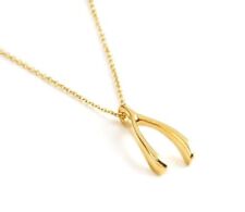 Wishbone Necklace in Solid Gold 9k,14k,18k Dainty Lucky Wishbone Pendant -Medium for sale  Shipping to South Africa