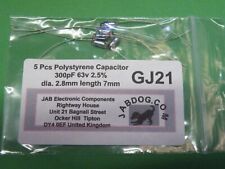Used, 5 Pcs Axial Polystyrene Capacitors 300pF 63v 2.5%  BIG QUANTITY DISCOUNT GJ21 for sale  Shipping to South Africa