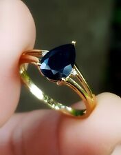 Used, 1.36ct Natural Black Sapphire Diamond Solid Yellow 9K Gold Ring Dress Cocktail for sale  Shipping to South Africa