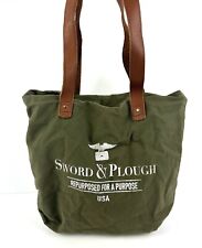 Bolsa tote Sword & Plough edição limitada reaproveitada verde oliva bolsa de mão de lona, usado comprar usado  Enviando para Brazil