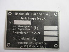 Nameplate sign hanomag for sale  Shipping to Ireland