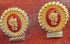 VINTAGE Cufflinks Trojan Warrior Cameo Metal GoldTone for sale  Shipping to South Africa