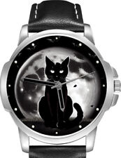 Usado, Luna Llena Halloween Gato Negro Arte Único Elegante Raro Calidad Reloj de Pulsera segunda mano  Embacar hacia Argentina