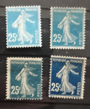 timbre FRANCE 1906 N°140 type semeuse  25c bleue neuf 4 timbre pour étude teinte, usado comprar usado  Enviando para Brazil