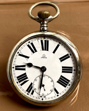Raro 19o Antiguo Reloj de Bolsillo Suizo OMEGA Ω 4638546 Cara Abierta Esfera Romana segunda mano  Embacar hacia Argentina