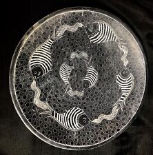 Placa de cerámica arte diseño de peces esmalte mate firmado 12" redondo raro único segunda mano  Embacar hacia Argentina