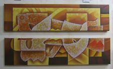 Large old oil Acrylic diptych Painting Modern Cubist Abstract Signed Perez Cubas for sale  Shipping to Canada