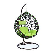 Hanging Rattan Swing Patio Garden Chair Weave Egg w Cushion Indoor Outdoor/Green for sale  Shipping to South Africa