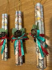 Rollos de notas musicales colgantes decoraciones navideñas retro/vintage x3 rollos de villancico segunda mano  Embacar hacia Mexico