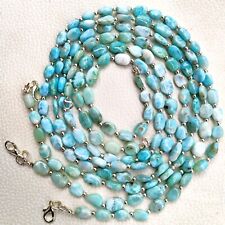 Used, Natural Gem Larimar Nuggets Necklace 8 to 9 mm Long Beads 20 Inch for sale  Shipping to South Africa