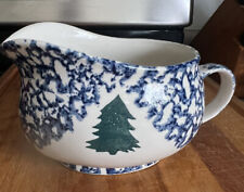 Folk Craft Cabin In The Snow Tienshan Christmas Spongeware Gravy Or Sauce Boat for sale  Shipping to South Africa