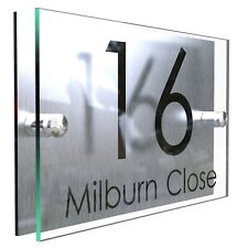 Contemporary HOUSE SIGN / PLAQUE / DOOR / NUMBER / GLASS EFFECT ACRYLIC, used for sale  WIGAN