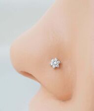 In 14k White Gold Nose Pin Piercing For Women Round Cut GH/SI Natural Diamond for sale  Shipping to South Africa