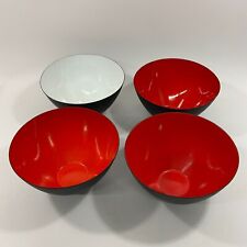 Vintage Lot of 4 Krenit 10” Bowls Denmark MCM Mid-Century Modern Red Black White for sale  Shipping to South Africa