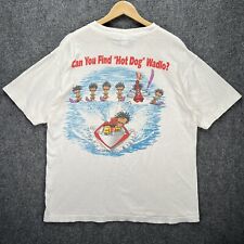 Camisa de colección divertida de dibujos animados para hombre L blanca retro hot dog Waldo surf océano años 90 segunda mano  Embacar hacia Argentina