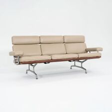 1990s Ray and Charles Eames for Herman Miller Three Seat Sofa Teak & Tan Leather for sale  Shipping to South Africa