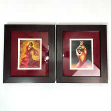 Usado, Conjunto assinado de 2 pinturas de dançarino de flamenco A. Guyo Barcelona vermelho fosco emoldurado comprar usado  Enviando para Brazil