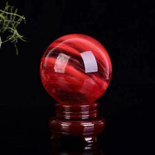 80 mm bola de cristal de cuarzo natural esfera piedra preciosa roja fundición mineral con soporte segunda mano  Embacar hacia Argentina