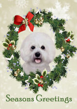 CARTÃO DE NATAL BICHON FRISE SEASONS GREETINGS CACHORRO SOLTEIRO comprar usado  Enviando para Brazil