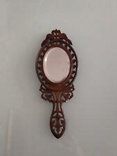Espelho de mão antigo esculpido em madeira do século XIX incrustado comprar usado  Enviando para Brazil
