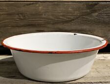 Vintage Enamelware, Small Wash Basin/Bowl, 8.5" Diameter, White with Red Trim for sale  Shipping to South Africa