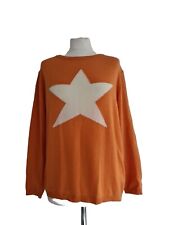 LUELLA WOMEN ORANGE WHITE STAR LOGO CASHMERE & MERINO WOOL BLEND JUMPER-UK 12-14 for sale  Shipping to South Africa