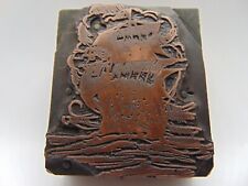 Vintage Printing Letterpress Printers Block Large Copper Ship, used for sale  Shipping to South Africa