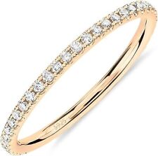 925 Sterling Silver Gold Plated CZ Simulated Eternity Stackable Ring, used for sale  Shipping to South Africa