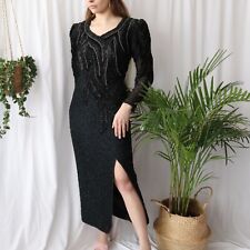 Vintage czarna koralikowa suknia wieczorowa UK 12 na sprzedaż  PL