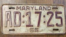 1956 maryland license for sale  Jarrettsville