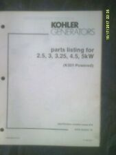 Vintage Kohler 2.5/ 3/ 3.25/ 4.5/ 5 kw Series Generator Parts Listing TP-1068, used for sale  Shipping to South Africa