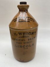 Antique Stoneware Ale Flagon J.H Wright Botanical Brewer Lincoln  1909 No Damage, used for sale  Shipping to South Africa