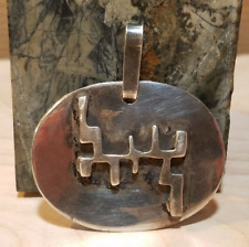 Collar de Plata Colgante Broche Ovalado Diseño Geométrico Arte Popular - Granero Swanky segunda mano  Embacar hacia Argentina