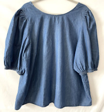 Blusa de mujer Eloquii azul cambray manga corta talla 20, usado segunda mano  Embacar hacia Argentina