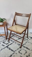 Vintage Rattan Brown Folding Dining Chair Wooden , used for sale  Shipping to South Africa