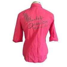 Usado, Camisa Harley-Davidson Motorcycles rosa manga 3/4 colarinho botão para cima tamanho M comprar usado  Enviando para Brazil