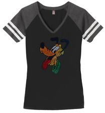 Feminino Cachorro Pluto Disney T-shirt Ladies Tee camisa S-4XL Bling decote em V comprar usado  Enviando para Brazil