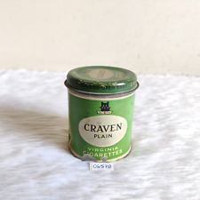 1940s Vintage Carreras Craven Plain Cigarette Advertising Tin Round London CG578, used for sale  Shipping to South Africa