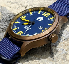 Usado, Campo de latão sólido, ferramenta, relógio militar, Seiko mvt, piloto, 44mm, azul marinho comprar usado  Enviando para Brazil