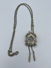 Vintage Silvertone Cuckoo Clock Quartz Watch Brooch Pendant w/ 28" Chain for sale  Shipping to South Africa