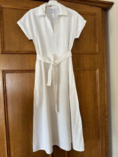 Sukienka Carry S biała lniana z krótkim rękawem i paskiem na sprzedaż  PL