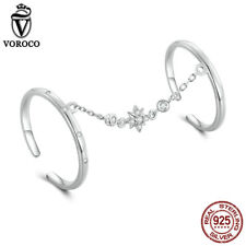 Anel de abertura dupla corrente prata esterlina moda S925 para joias femininas Voroco comprar usado  Enviando para Brazil