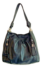 B MAKOWSKY Black Leather Slouchy Soft Shoulder Handbag Satchel Purse Logo for sale  Shipping to South Africa