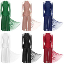 Used, Womens Costume Mesh Dress Glittery Dresses Maxi Dancewear Patchwork Skirt Dance for sale  Shipping to South Africa