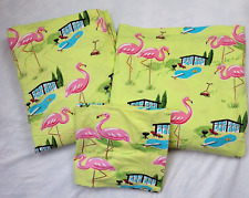 Nick & Nora Poolside Flamingos Twin Jersey Sheet Set All Cotton Flat Fitted Case for sale  Shipping to South Africa