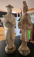 Par de figuras de estatuas vintage de hombre sabio y mujer Giannelli base de mármol resina Italia segunda mano  Embacar hacia Argentina
